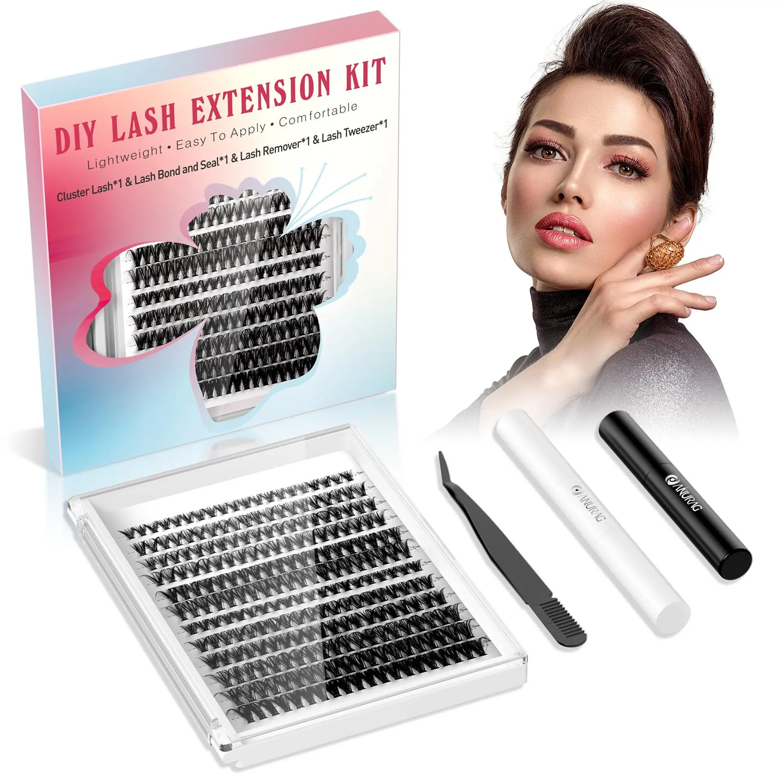 240 DIY Deluxe False Eyelash Sets, Eyelash Extension Sets Volume Eyelash Extension Sets 9-17mm Eyelash Curler 30+40D Personalized Eyelash Set with Eyelash Adhesive, Eyelash Remover, Christmas gifts, New Year gifts，#SummerWins #DealsForYouDays