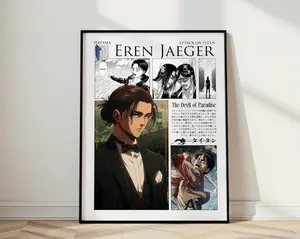 Eren Jaeger Poster, Attack on Titan Decor, Anime Wall Art Print, AOT Room Decor