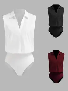 New Loose Sleeveless Jumpsuit, Womenswear Casual Commuter Minimalist Chic Vacation Style, Plain Pattern, Perfect for Daily Wear