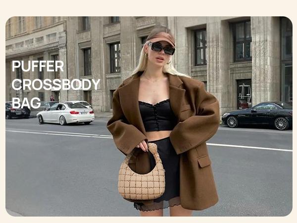 Telena Puffer Bag Fashion Quilted Tote Bag Nylon Shoulder Crossbody Bags for Women Lightweight Carryall Hobo Bag Gift Purse Valentine's Day gift