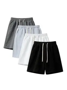 3-pack light gray knit drawstring mid-length solid men’s shorts, street style, comfortable for everyday wear