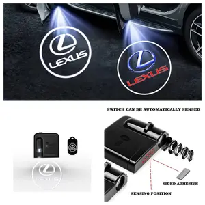 2PCS Lexus Logo Welcome Light, No-Drill Stick-On LED Projector Ambient Light, Fit for Lexus ES/LS/NX/RX/LM/LX, Car Door Courtesy Light Upgrade Accessories, Premium Look