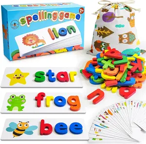 ABC Learning Toys for Toddlers – Wooden Alphabet Puzzle & Flash Cards, Preschool Letter Matching Educational Game for Boys & Girls Ages 3-5
