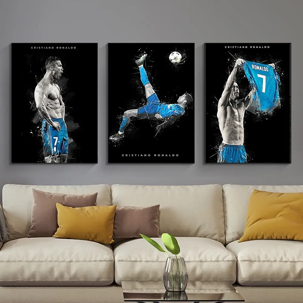 3pcs Unframed Famous Football Star Posters Wall Art Canvas Paintings And Prints Pictures For Home Living Room Decor Modern Home Decor Soccer Fans Souvenir Gifts Modern Home Decoration