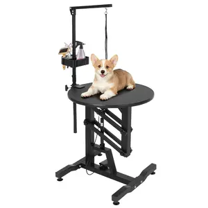 24'' Hydraulic Lift Dog Grooming Table Adjustable Height & Arm Rotating Non-Slip Silicone Top Portable 250 LBS Professional Pet Bathing Station