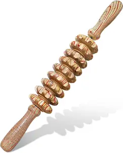 Wooden Handheld Massage Roller Stick for Full Body Relaxation | Natural Solid Wood Massager for Arms, Legs, Back & Neck
