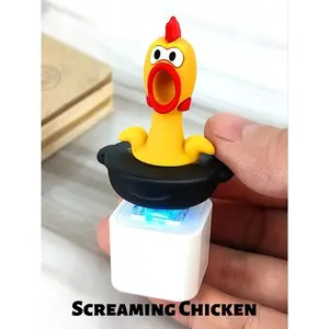 [Stress Relief Toys]Screaming Chicken Keychain, Realistic Voice Function, Cute Animal Sound Generator, Stress Relief, Relaxing Accessory, Trendy Cute Keychain