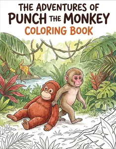 The Adventures of Punch the Monkey Coloring Book for Adults and Kids: Simple, Easy Designs for Fun and Relaxation (Punch the Monkey) by Rowan Rivers [Paperback Book]