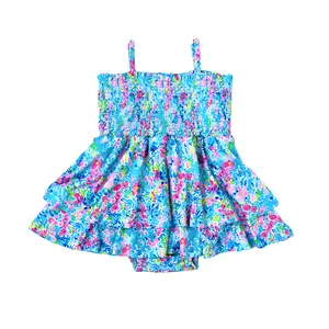 Ella SMOCKED TIERED TUTU Floral Baby Dress Oufit