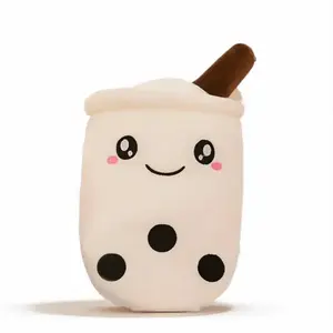 Boba Milk Tea Plushie Soft Stuffed Toy (White-Open Eyes)