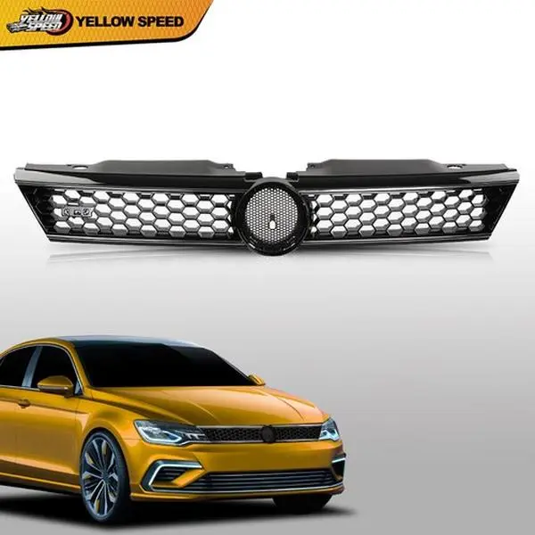 ALLGOOD Front Grille Trim Gloss Black Honeycomb W/chrome Fit For 2011-2014 Vw Jetta