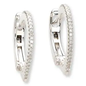 Colleen Lopez White Diamond Heart Hoop Earrings