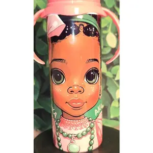 Personalized Baby Bottle | Custom Afrocentric Design | Available in Blue or Pink
