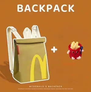 McDonald's bag. Men's and women's backpacks funny backpacks, large-capacity cross bags, fashionable backpacks, women's leisure handbags and wallets, large-capacity cartoon potato chips, student backpacks, nylon backpacks, women's backpacks,