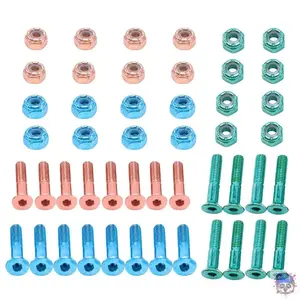 Set of 24Pcs Flat Head Replacement Skateboard Truck Hardware Longboard Mounting Screws Bolts 2.54 Cm / 1inch