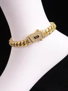 【Anklet】 Gold Tone Cuban Link Anklet 6mm – Stainless Steel 9.5"-10.5" Adjustable Hip Hop Style Jewelry