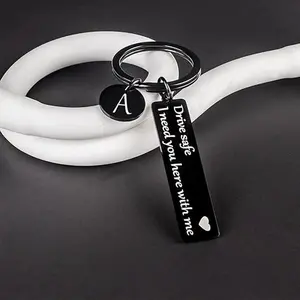 Personalized Initial Keychain with “Drive Safe” Message, Thoughtful Gift for Drivers & Partners
