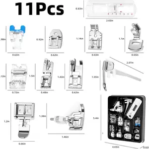 11pcs Household Sewing Machine Presser Feet Set, Lock Buckle & Eye Design, Essential DIY Sewing Accessories for Home Use