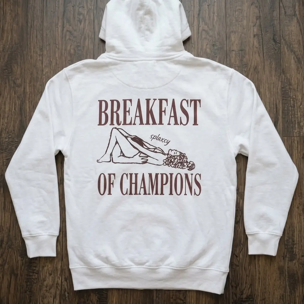 Breakfast Of Champions Funny Bachelor Back Dark Humor Graphic Hoodie Casual Streetwear Fleece Fabric Pullover Hooded Sweatshirt Trendy Tops Collection for Women for Men, Perfect Gift