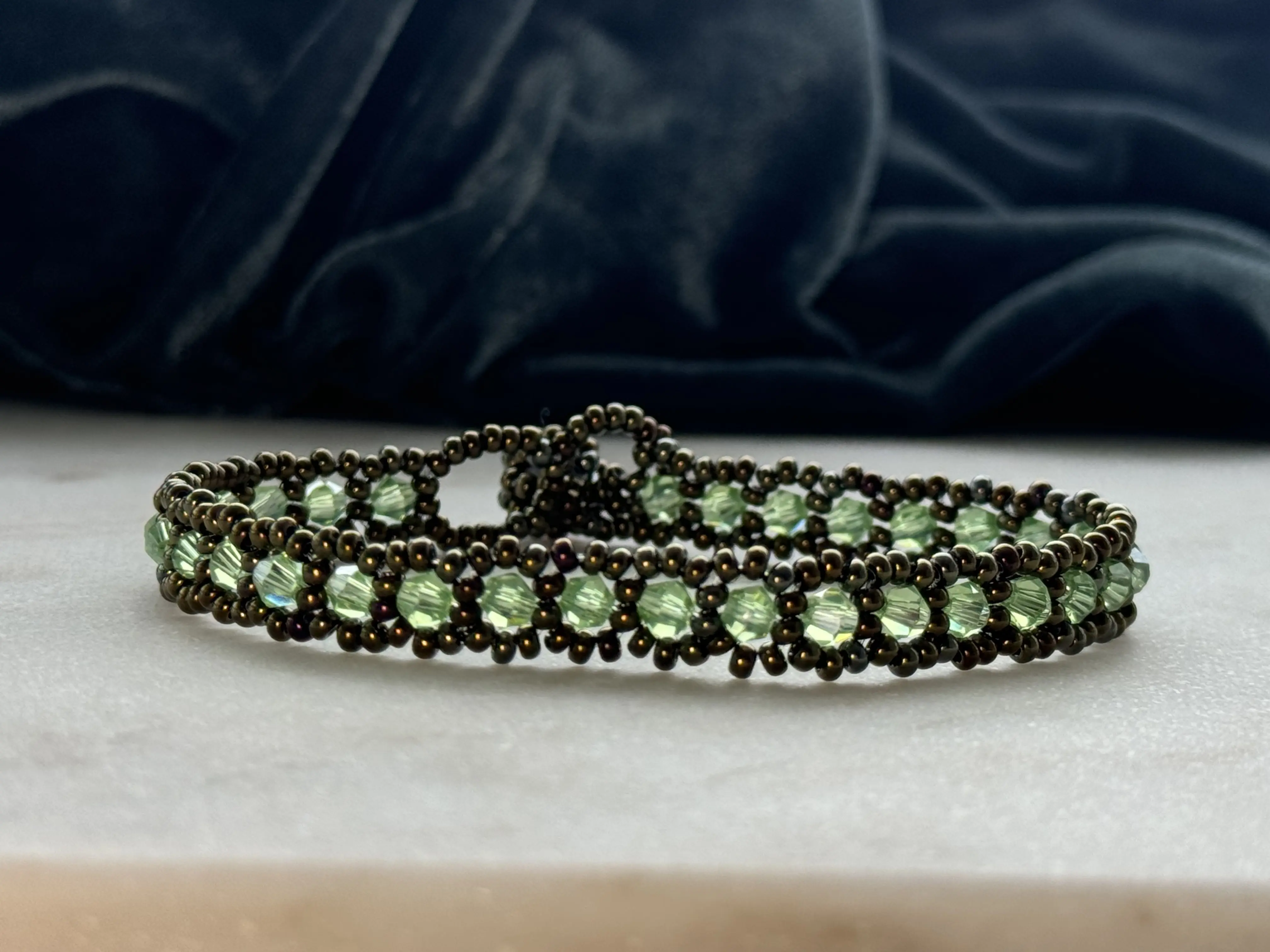 Genuine Ball Bead Crystal Anklet Apple Green Handmade, Adjustable 8" to 8.5" Waterproof Boho Stylish Jewelry, Gift for Women Girls, Tulua