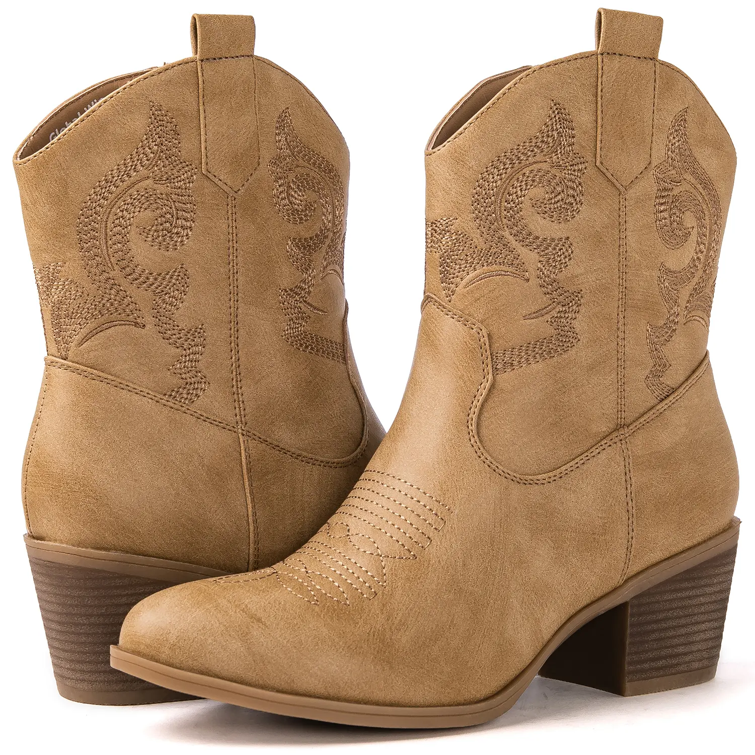 GLOBALWIN Women's Cowgirl Boots Country Concert Disco Outfits Low Heel Walking Boots For Ladies Classic Embroidery Western Cowboy Boots