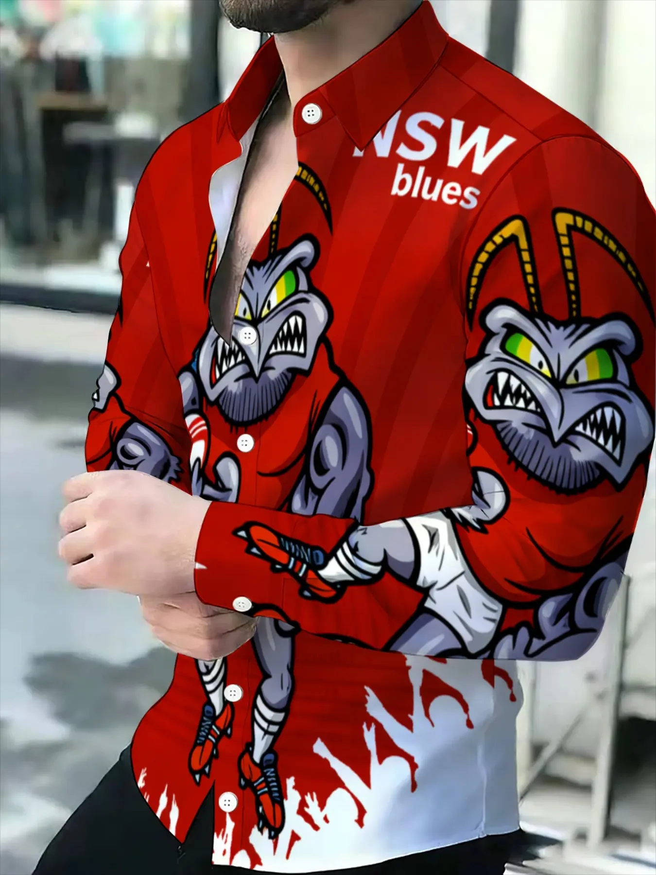 Men's Long Sleeve Novelty Pattern Shirt