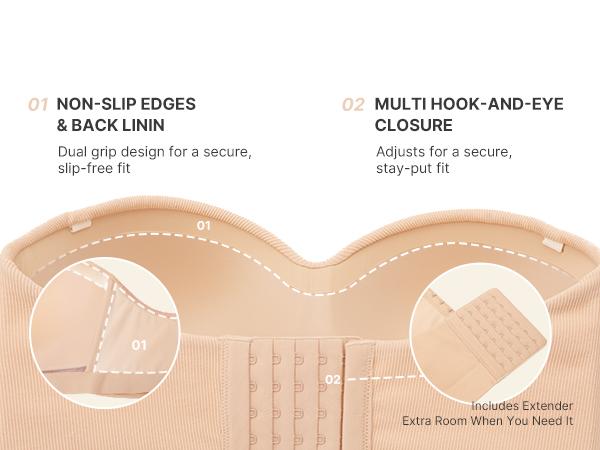 SHAPELLX Bare Essentials AirSlim VersaFit Seamless Strapless Non-slip Wire-free Versatile Bra