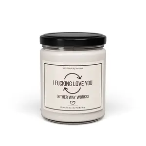 Funny Valentine’s Day Candle, “I Fucking Love You” Soy Candle, Romantic & Naughty Gift for Partner, Cute Dirty Love Candle, Anniversary or Birthday Gift for Him or Her, Scented Soy Wax Candle