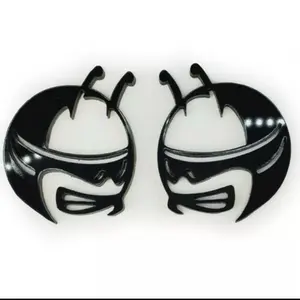 Pair GLOSS BLACK Scat Pack Head Emblems fits Dodge Challenger Charger Bee Badge
