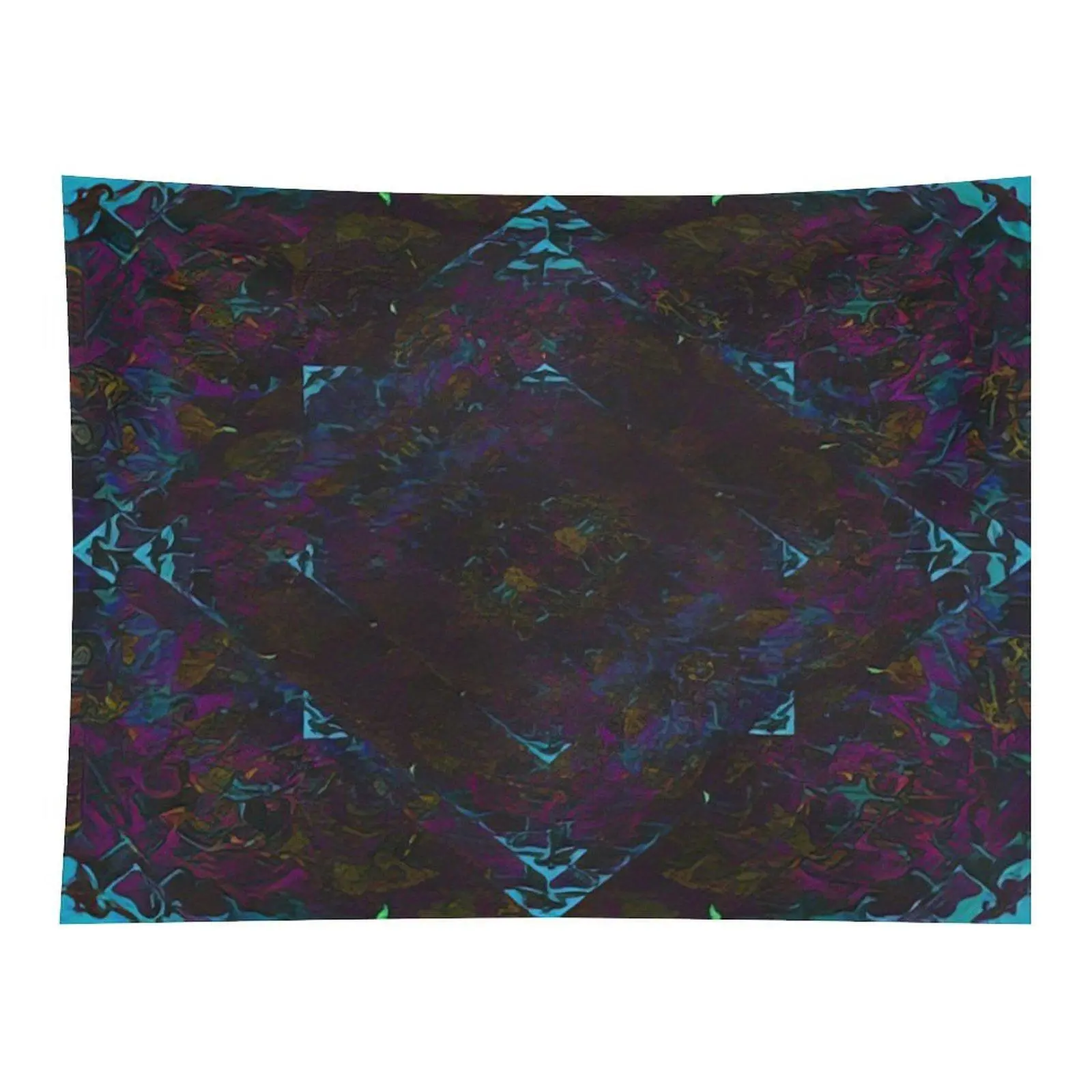Dark Psychedelic Diamond-Shaped Geometric Swirl Abstract Art Wall Tapestry, Indoor Trippy Boho Dorm Room Wall Decor, Indoors