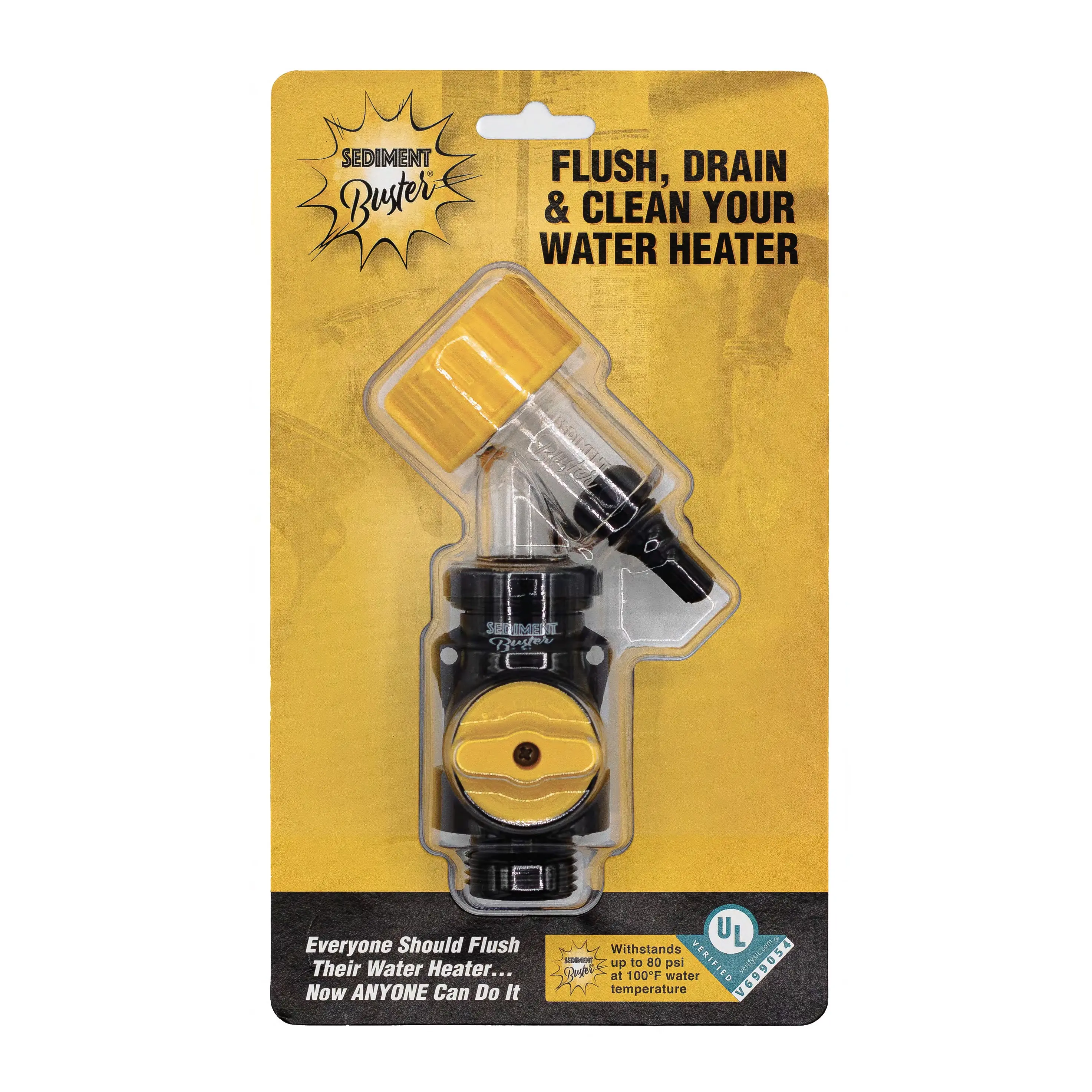 Sediment Buster - UL Verified V699054 Water Heater Tool – Flushes, Cleans, Drains, Breaks Up Sediment Clogs from Electric or Gas Water Heaters – Easy to Use