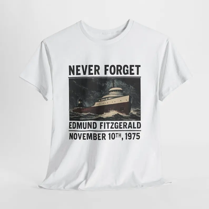 Edmund Fitzgerald Memorial Shirt – Great Lakes Freighter Shipwreck Tribute Tee