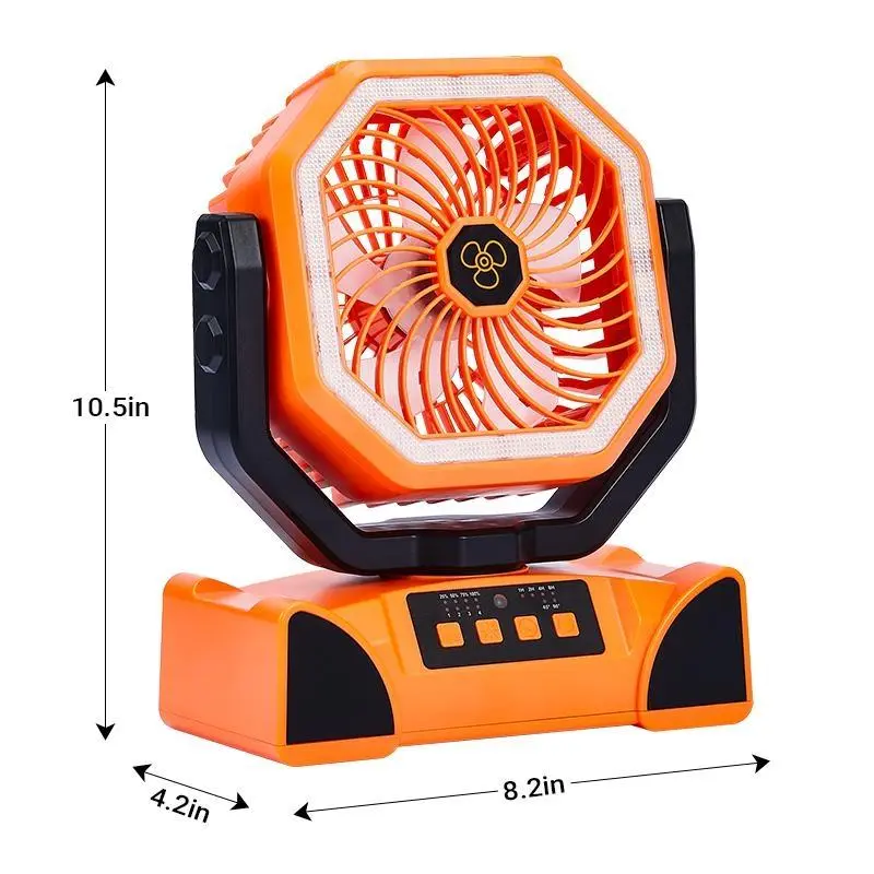 18000mAh Rechargeable Camping Fan with LED Light, Portable Outdoor Fan with Remote Control, Oscillating Battery Powered Tent Fan, Emergency Power Bank, Timer Function, Compact Travel Fan for Camping, RV, Patio, Backyard, Blackout, Outdoor Activities