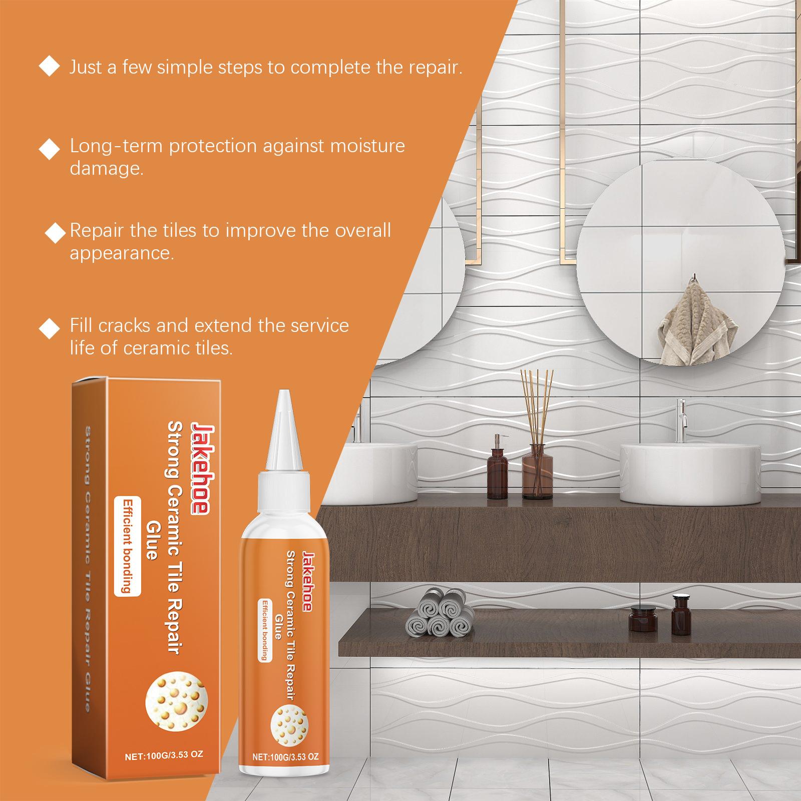JAKEHOE Tile Repair Paste – Household Ceramic Tile Repair for Peeling, Cracks, Hollow Spots, Scratches, Dents and Gaps JAKEHOE Tile Repair Paste – Household Ceramic Tile Repair for Peeling, Cracks, Hollow Spots, Scratches, Dents and Gaps