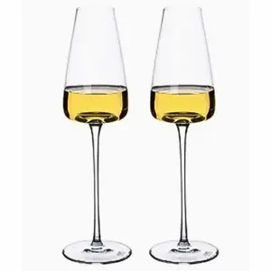 8oz BLACK TIE Elegant Long Stem Crystal Champagne Flute(2)