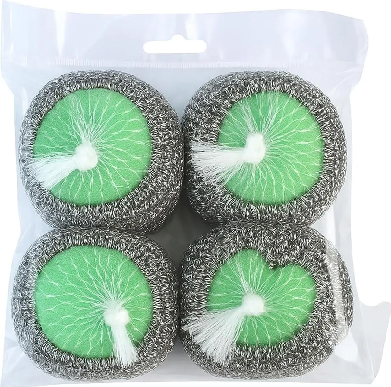 Brand Stainless Steel-Wrapped Sponge Scrubbers, 4-Pack