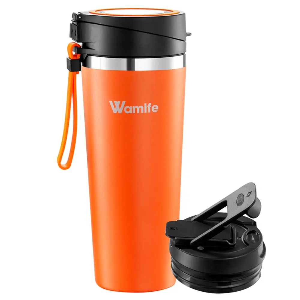 Wamife®Portable Blender - Stainless Steel Travel Blender for Smoothies, 16Oz Large Cup Size, Keeps Drinks Cold for 12 Hours - Orange
