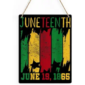 Juneteenth Decorations, Frican American Freedom Day Hanging Door Decor, Farmhouse Rustic Wooden Hanging Plaque for Home Office Bathroom Living Room Bedroom and Dining Room