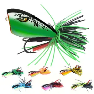 Frog Lures, 1 Count 9g Fishing Lures Floating Weedless Lure with Double Sharp Hooks Baits Simulation Frog Snake Head Lures for Bass Pike Fishing Gear Fishing Accessory