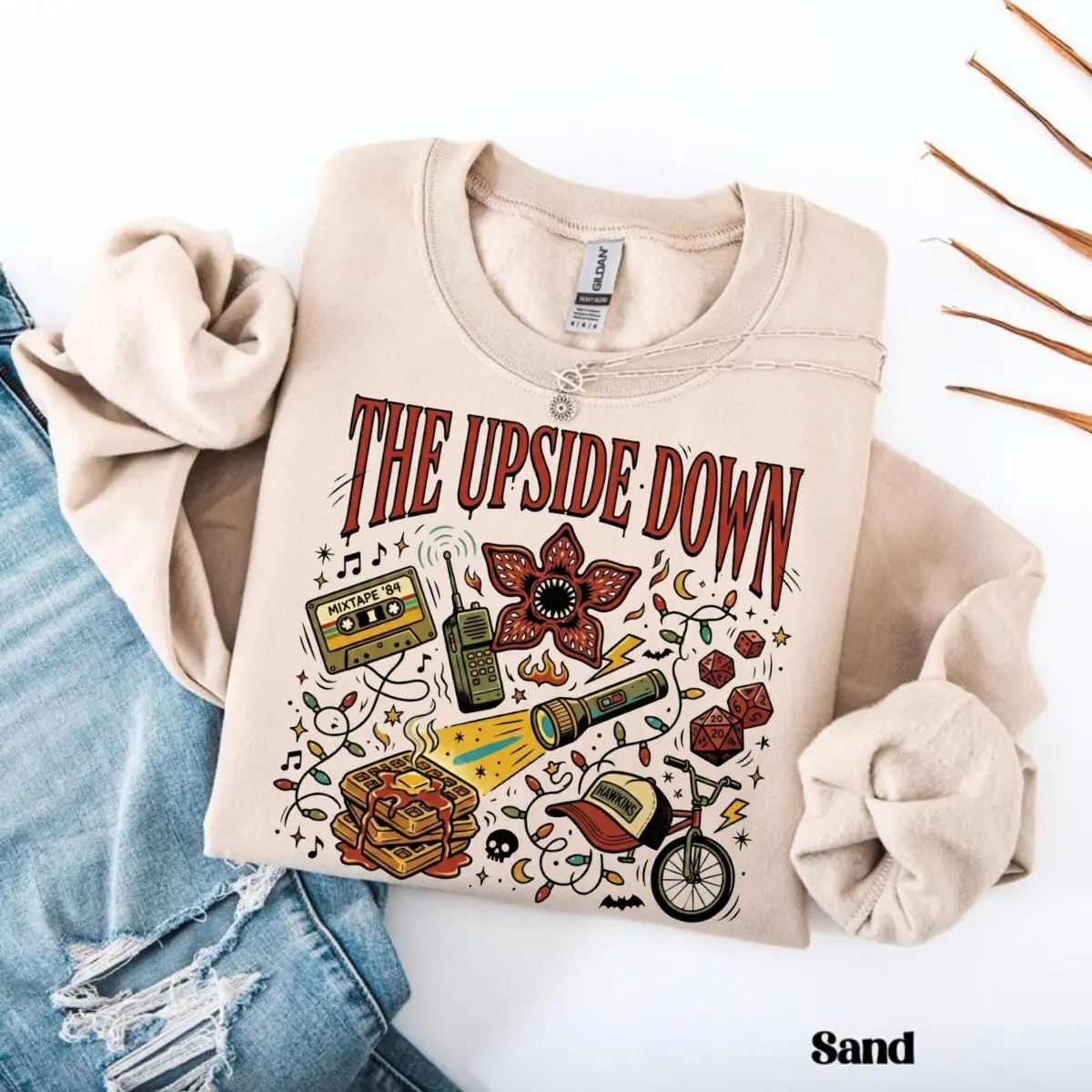 The Upside Down Retro 80s Sci-Fi Sweatshirt, Hawkins Graphic Pullover, Stranger Things Merch, Fan Gift