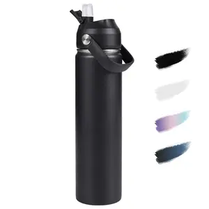 Leakproof Insulated Stainless Steel Water Bottle with Straw Lid & Carry Handle BPA-Free Sweat-Free Grip Vacuum Double Wall Thermos for Gym Travel Work