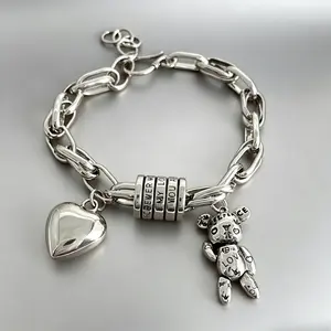 Retro Heart Charm Stainless Steel Bracelet, Handmade Unisex Sports Wristband, Minimalist Durable Fashion Jewelry, Lightweight Daily Wear Accessory for Men & Women, Perfect Birthday Gift Idea