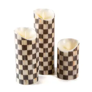 MacKenzie- Childs Set of 3 Pillar Flicker Candles