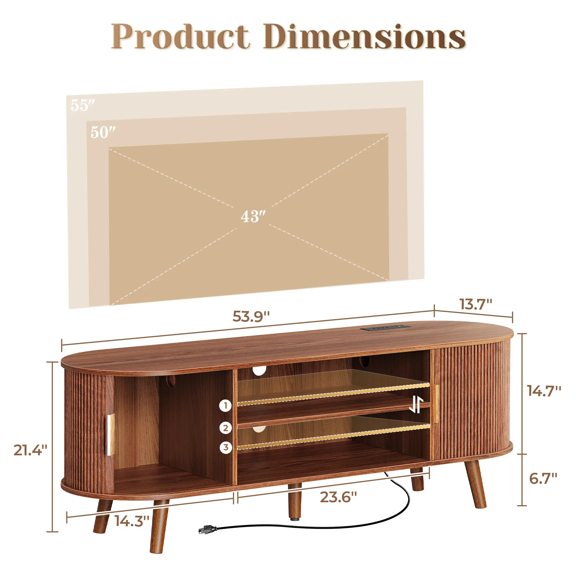 54 Inch Brown -Curved Design