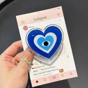 Evil Eye Heart MagSafe Phone Grip, Layered Nazar Griptok, Protection Amulet Phone Stand, Spiritual Blue Heart Accessory, Good Luck Talisman Gift, Heart-Shaped Nazar Phone Holder