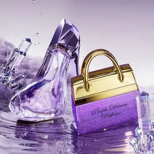 2PCS 1.7Oz(50ML)+1.01Oz(30ML)Purple High Heels And Shopping Bag Design Bottle Of Women's Floral Fragrance, Floral Oriental Scent Perfume, Eau de parfums,Suitable For Daily Wear,Party And Gift Giving,Mixed Packaging,Chic Packaging