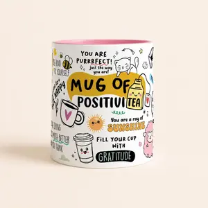 [Sale off up to 50%] Motivational Mug of Positivi-tea, Positivity Coffee Mug, Self Care Cup for Her, Inspirational Quote Gift, Positive Daily Affirmations, 11oz ceramic accent mug
