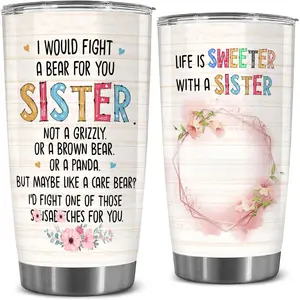 Soul Sister 20oz Insulated Tumbler - Meaningful Sister Gift from Sister, Unique Birthday Cup for Best Friend, Big Sister Little Sister Travel Mug