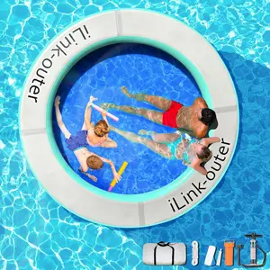 8FT Inflatable Water Hammock-Inflatable Floating Ring for Max 6-10 Kids and Adults with Air Pump-Easy Stores & Inflation-Sturdy Non-Slip Fabric,Easy to Clean