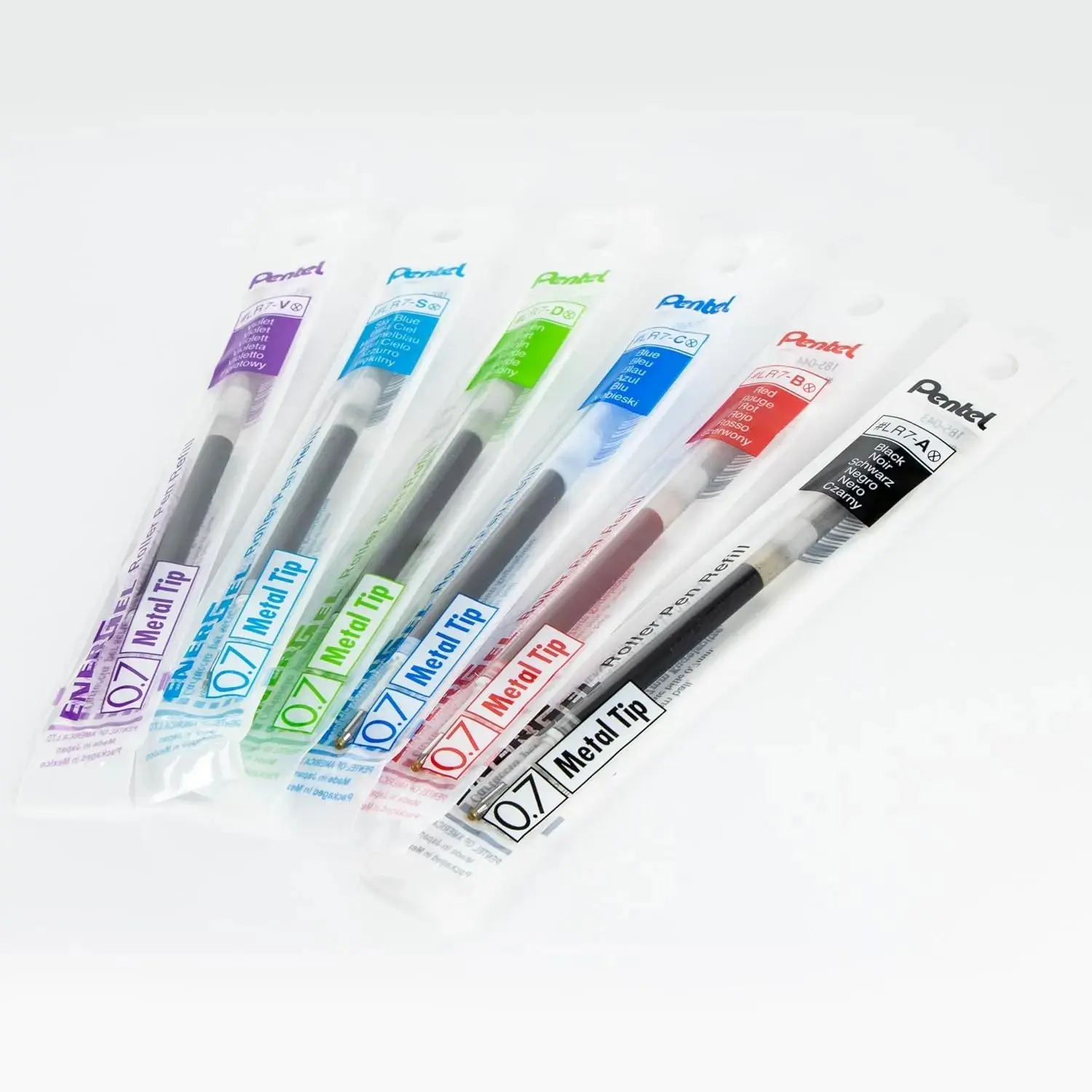 Pentel EnerGel Gel Pen Refills - 6-Pack, Needle-Metal Tips, Fine-to-Bold Line Sizes, Quick-Dry Ink, Smooth-Writing Office Stationery Writing Tools